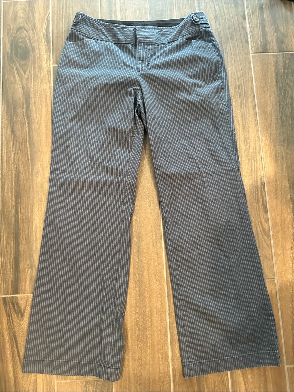 Banana Republic Jackson Fit Pinstripe mid-rise Bootcut Trousers - Navy 10